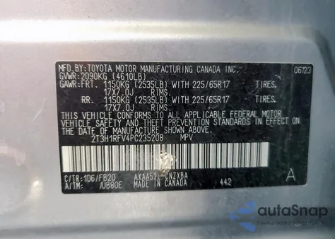 2023 Toyota Rav4 Le from USA, damaged, VIN 2T3H1RFV4PC235208